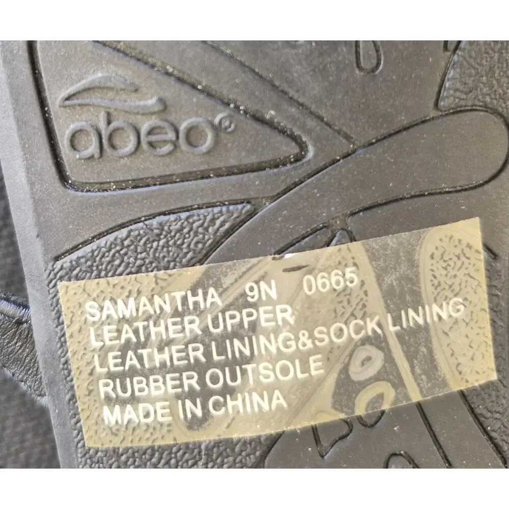 Abeo Samantha Women Sandals Leather Neutral Arch Support in Black Size 9